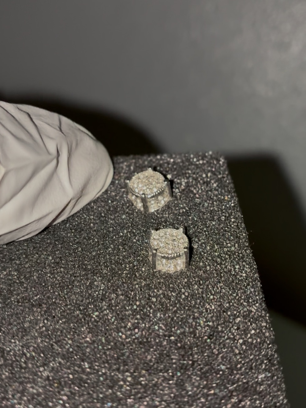 Classic Pavé Round Stud Earrings in Silver Tone - Men Accessories